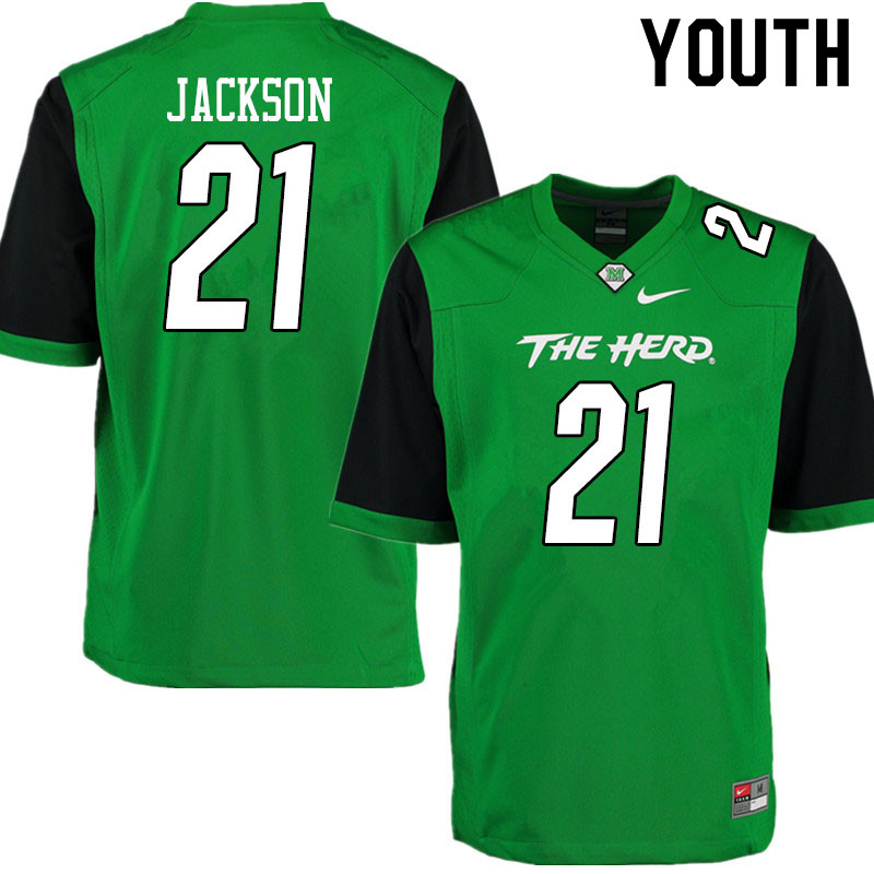 Youth #21 E.J. Jackson Marshall Thundering Herd College Football Jerseys Sale-Gren - Click Image to Close
